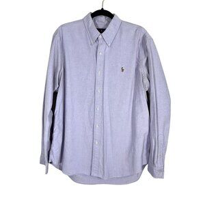 Ralph‎ Lauren Preppy Button Up XL Purple Solid Neutral Resort Classic Retro 80s